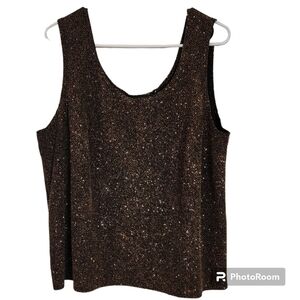 Onyx Nite Womens Black and Gold Sleeveless Top 3X